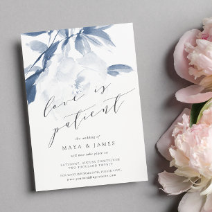 Flüstern Blau Liebe ist geduldig Hochzeit verschie Ankündigung