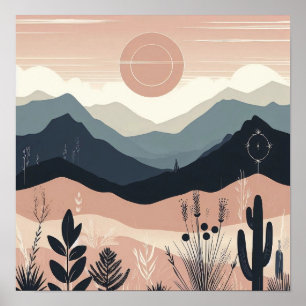 Flüstern der Erde: Ein Boho-Minimalistischer Berg Poster