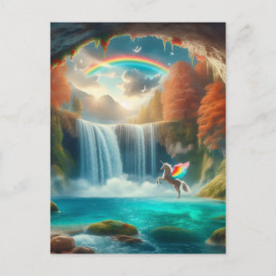 Flüstern der Fantasie: Wasserfall des Einhorns im  Postkarte