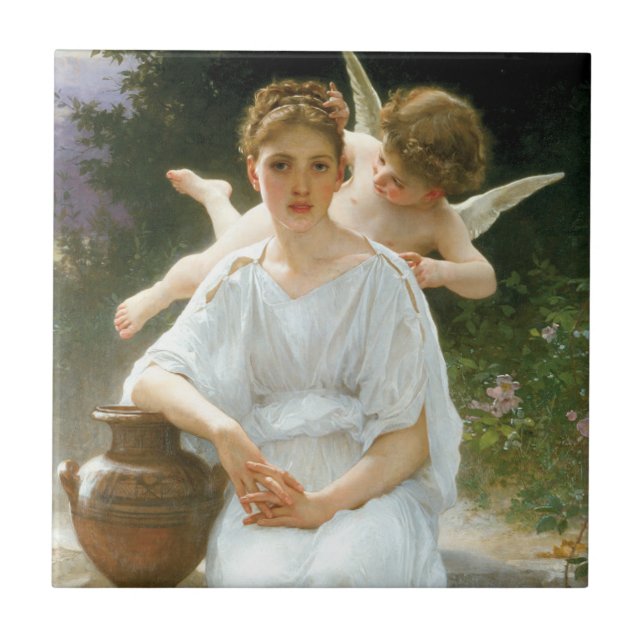 Flüstern der Liebe, Erste Reverie von Bouguereau Fliese (Vorderseite)