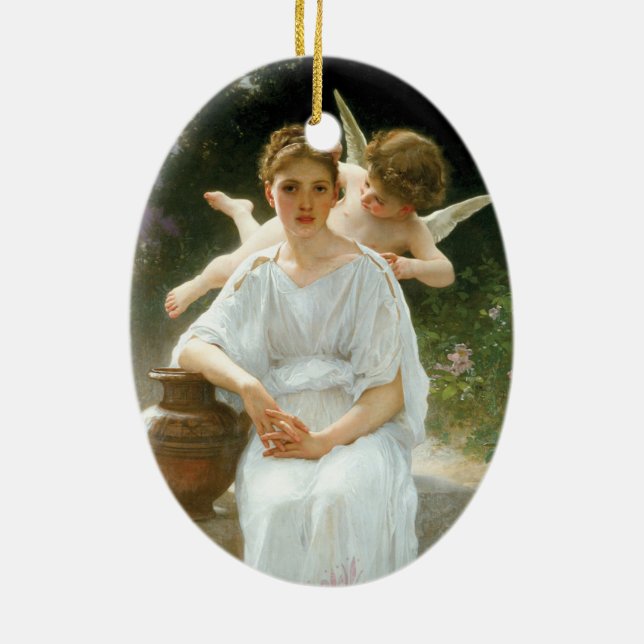 Flüstern der Liebe, Erste Reverie von Bouguereau Keramik Ornament (Hinten)