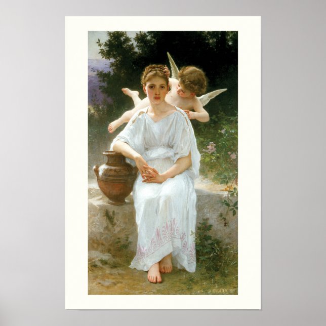 Flüstern der Liebe, Erste Reverie von Bouguereau Poster (Vorne)
