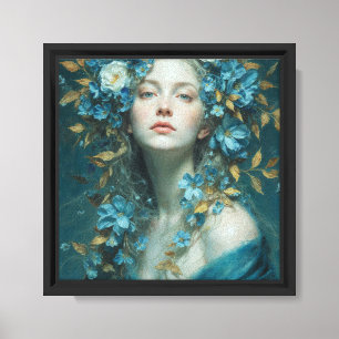 Flüstern der Nacht – Blaue Blumen-Göttin Leinwanddruck