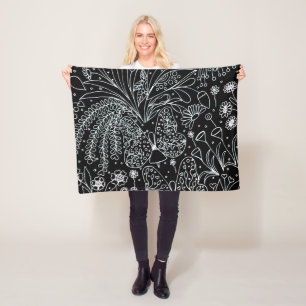 Flüstern der Natur Botanische Line Art Quadratisch Fleecedecke