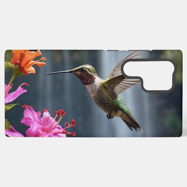 "Flüstern der Natur: Hummingbird, Wasserfall, Samsung Galaxy Hülle (Rückseite (Horizontal))