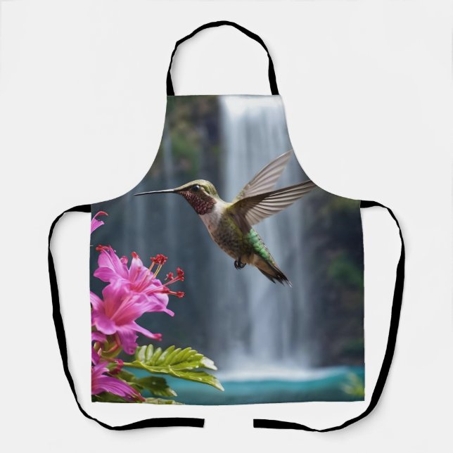 "Flüstern der Natur: Hummingbird, Wasserfall, Schürze (Vorderseite)