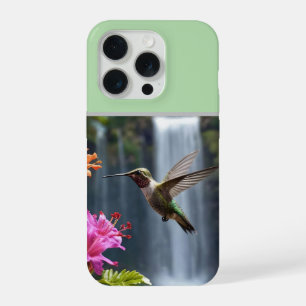 "Flüstern der Natur: Kolibri, Wasserfall, iPhone 15 Pro Hülle