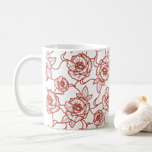 Flüstern der Rose, Elegante Linie Art Blumenmuster Kaffeetasse