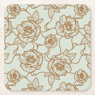 Flüstern der Rose, Elegante Linie Art Blumenmuster Rechteckiger Pappuntersetzer