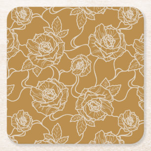 Flüstern der Rose, Elegante Linie Art Blumenmuster Rechteckiger Pappuntersetzer