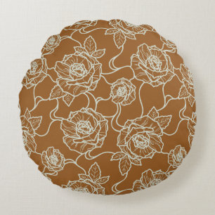 Flüstern der Rose, Elegante Linie Art Blumenmuster Rundes Kissen