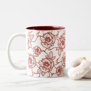 Flüstern der Rose, Elegante Linie Art Blumenmuster Zweifarbige Tasse