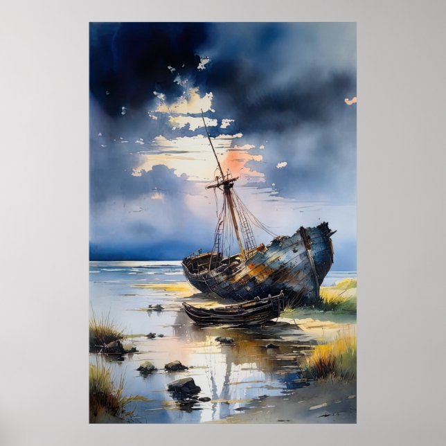 Flüstern der Vergangenheit, verwüstetes Schiff Poster (Vorne)