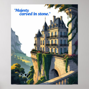"Flüstern des Châteaus – Elegante Palast-Linienkun Poster