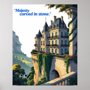 "Flüstern des Châteaus – Elegante Palast-Linienkun Poster