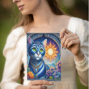 Flüstern des Lichts: Eine Katze, die sich in der S Postkarte