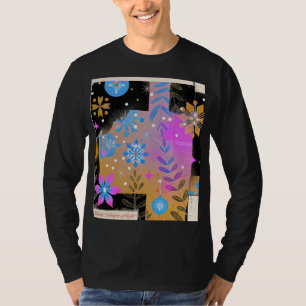 Flüstern des Lichts – Funkelnder blauer und golden T-Shirt
