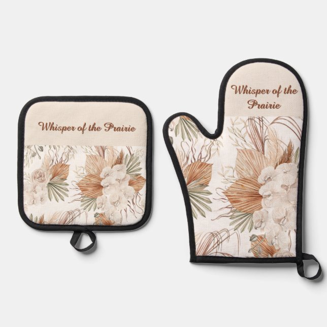 Flüstern des Prairie-Küchensets  Ofenhandschuh & Topflappen-Set (Vorderseite)