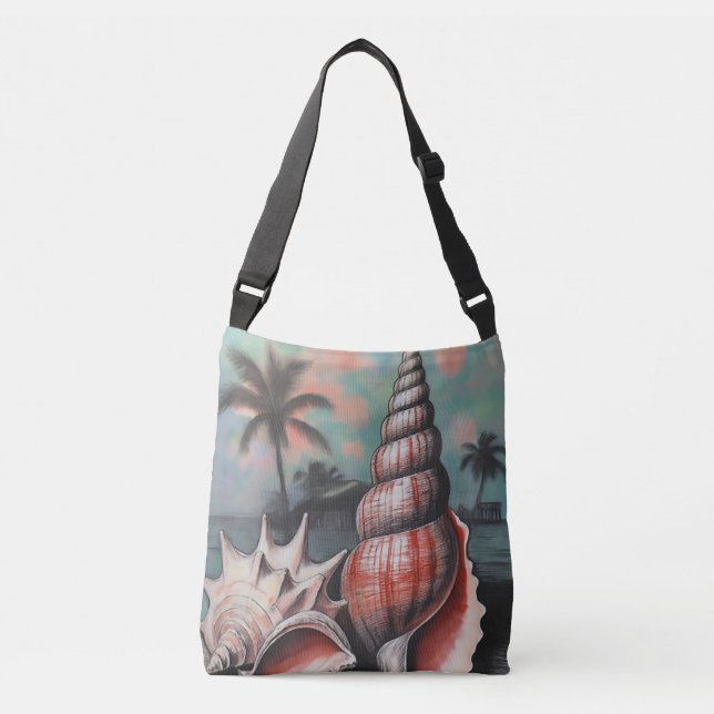 Flüstern des Ufers Tragetaschen Mit Langen Trägern (Vorderseite)