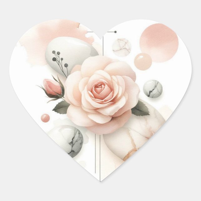 Flüstern einer Rose - Ein traumhaftes Wassersportz Herz-Aufkleber (Vorderseite)