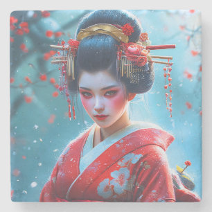 Flüstern einer scharlachroten Maiko Steinuntersetzer