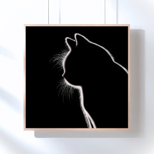 Flüstern im Dunkeln Cat Whisker Silhouette Poster