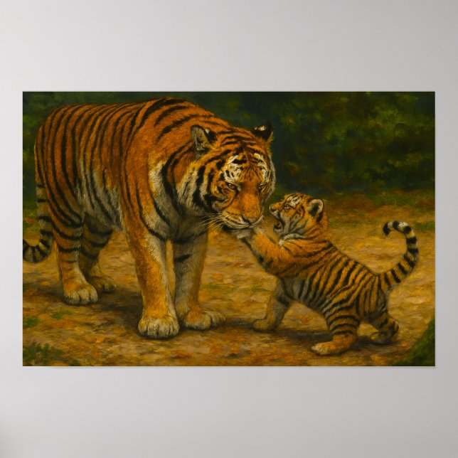 Flüstern im Wald - Tiger und Cub im Wald Poster (Vorne)