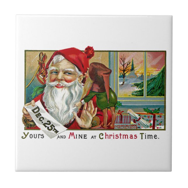 Flüstern mit dem Weihnachtsmann Fliese (Vorderseite)