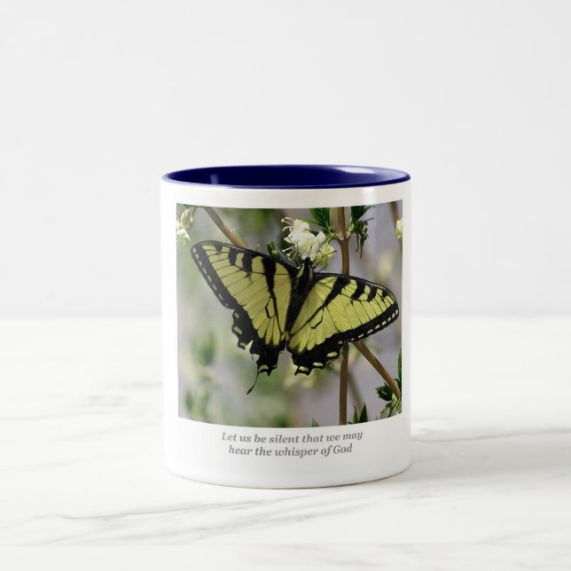 Flüstern-Schmetterling Zweifarbige Tasse (Mittel)