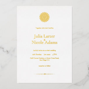 Flüstern Schwan Vögel Lotusblumen Mandala Hochzeit Folieneinladung