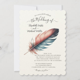 Flüstern von Grace Feathered Elegance Minimalismus Einladung
