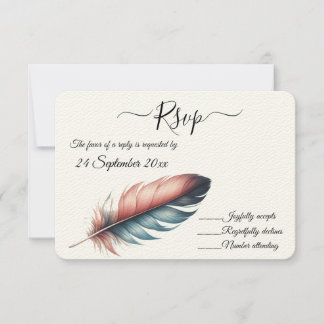 Flüstern von Grace Feathered Elegance Minimalismus RSVP Karte