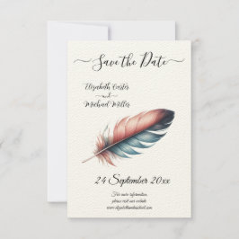 Flüstern von Grace Feathered Elegance Minimalismus Save The Date