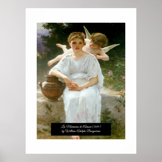 Flüstern von Liebe durch Bouguereau Poster (Vorne)