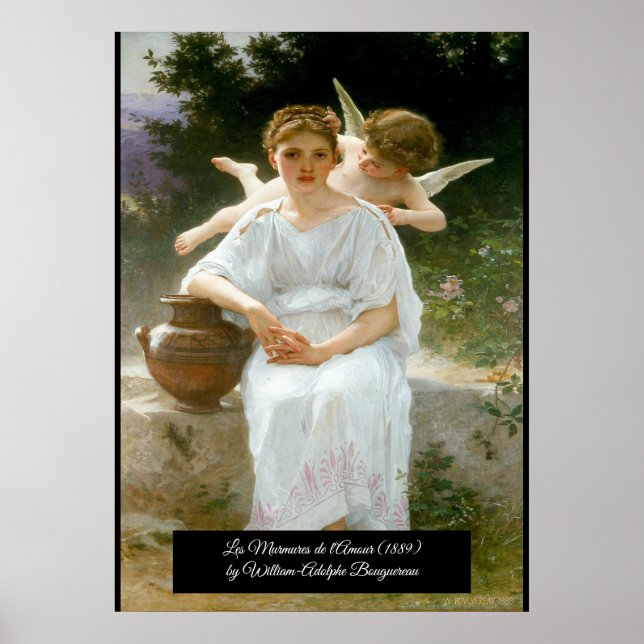 Flüstern von Liebe durch Bouguereau Poster (Vorne)