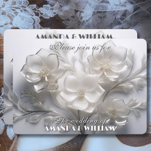 Flüstern von weißen Blüten - zarte Hochzeit Einladung