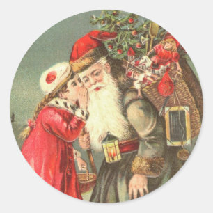 Flüstern zu Weihnachtsmann Vintage-Weihnachtsaufkl Runder Aufkleber