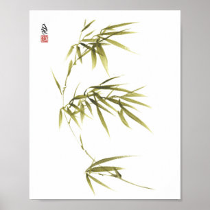 Flüsternde Bambusblätter Chinesische Pinselkunst Poster