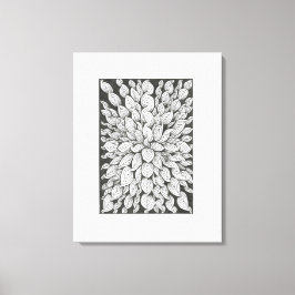Flüsternde Blätter: Minimale Schwarz-Weiß-Doodle Leinwanddruck