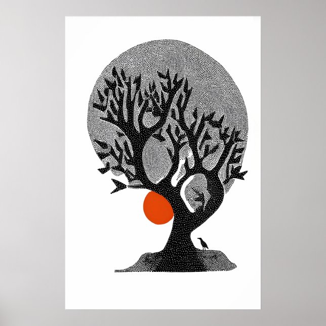 Flüsternde Blätter Wandkunst Moderne Baum-Silhouet Poster (Vorne)