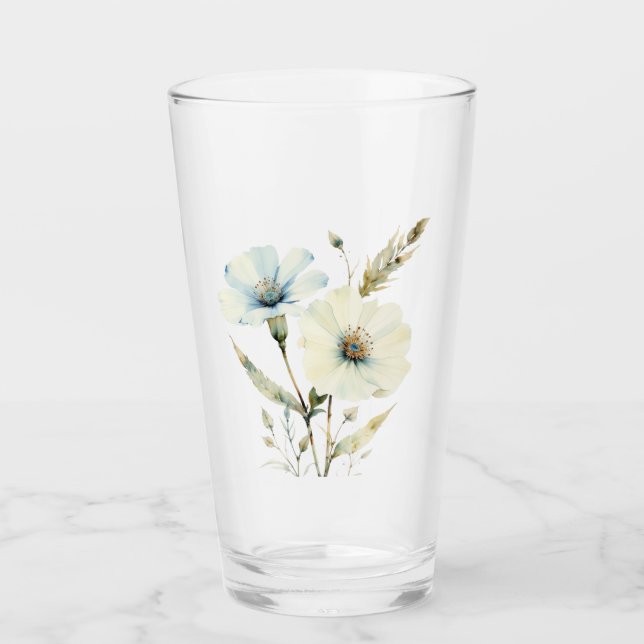 Flüsternde Blütenblätter: Sanfte Blaue und Cremige Glas (Vorderseite)