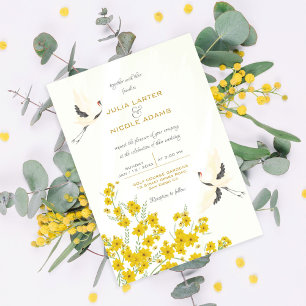 Flüsternde Frühlingsblumen Hochzeit Einladung