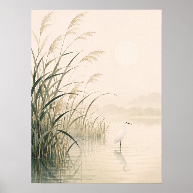 Flüsternde Schilf-Marsch Japanisches Minimalistisc Poster (Vorne)