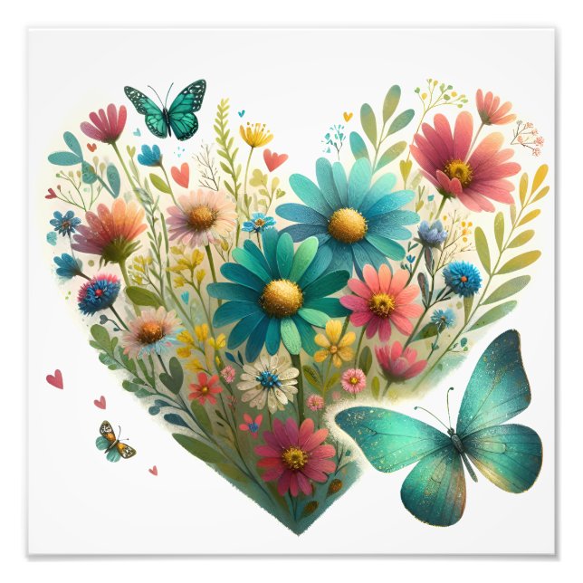 Flüsternde Schmetterlinge der Wildblumen Botanik Fotodruck (Vorne)