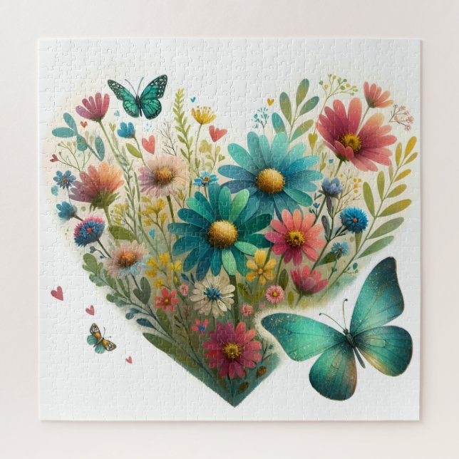 Flüsternde Schmetterlinge der Wildblumen Botanik Puzzle (Vertikal)