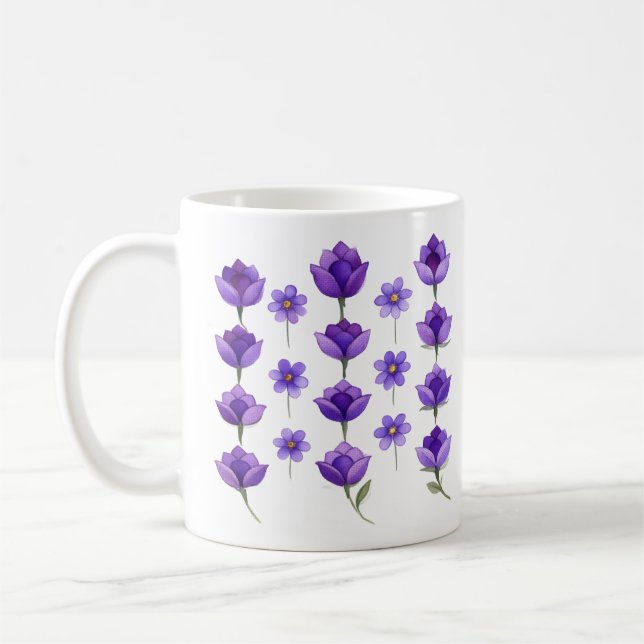 Flüsternde violette Blüten Kaffeetasse (Links)