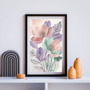 Flüsternde Wildblumen   Sanfte Botanische Blumen Poster