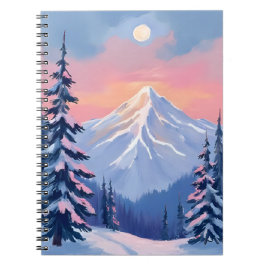 Flüsternde Wintergipfel Berg Pastell Rosa Himmel Notizblock