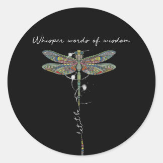 Flüsternde Worte der Weisheit Brocade Dragonfly Runder Aufkleber