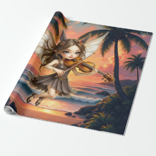 Flüsternden Saiten der Sonnenuntergangsfee. Geschenkpapier